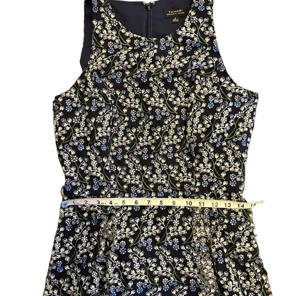 Tahari Womens Navy Blue Floral Embroiled Sleeveless Midi Summer Dress Size 6 - Picture 8 of 11